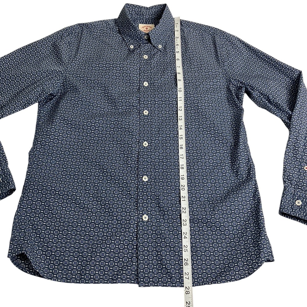Brooks Brothers Red Fleece Shirt Men S Blue Geometric All Over Print Long Sleeve - Picture 8 of 13